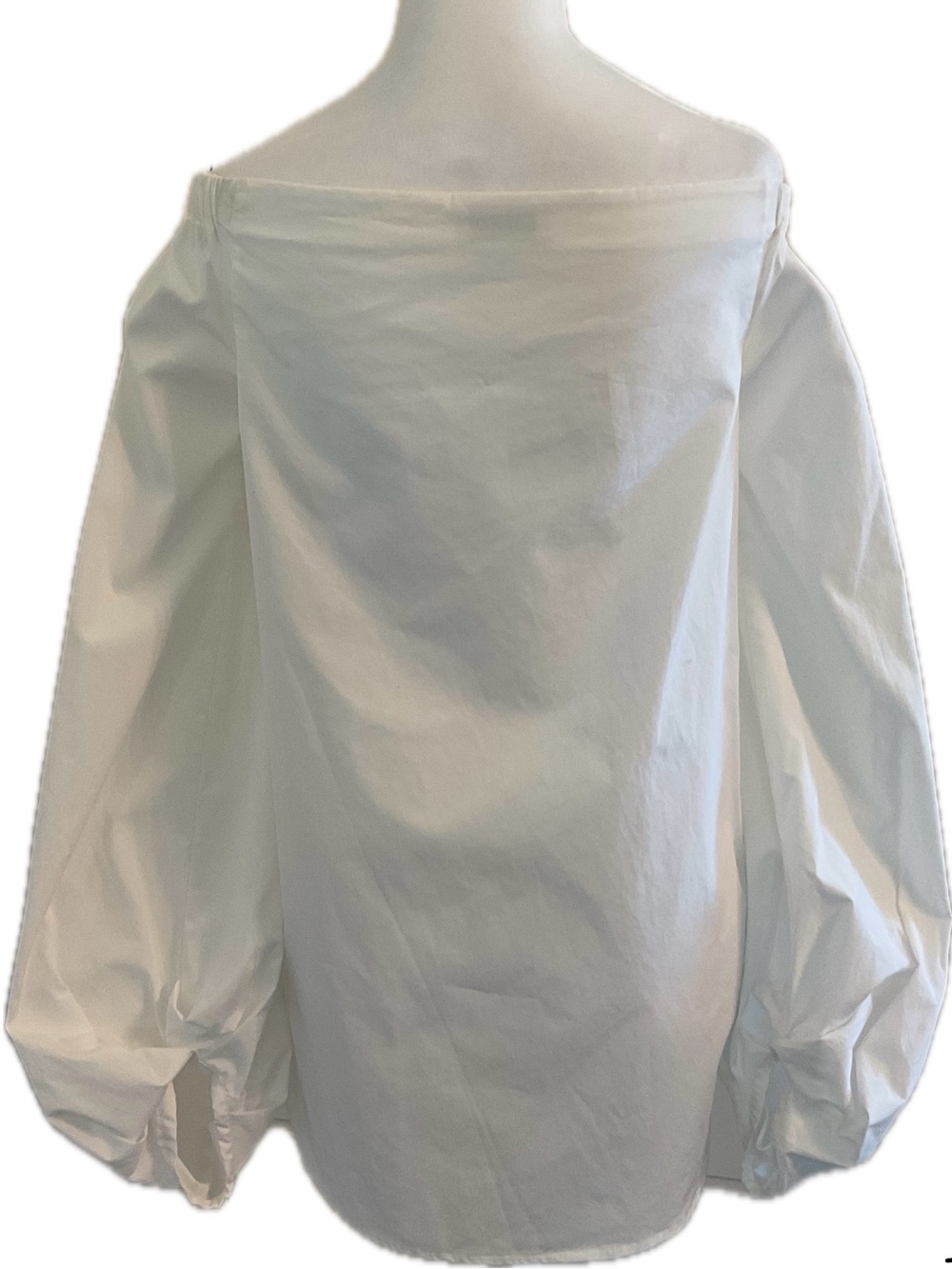 Aritzia Babaton White Blouse with Off-Shoulder blouse with balloon sleeves. - Picture 3 of 12